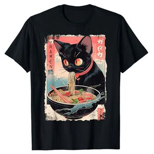Cat Ramen Noodle Japanese Anime Manga Ramen Kawaii Cat T-Shi