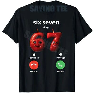 67 Is Calling Meme Silly Brainrot Apple Number Gen Z T-Shirt