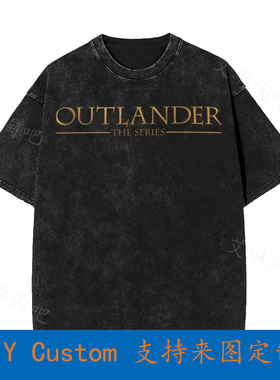 Outlander The Series Golden Text Logo Vintage Oversized T-Sh
