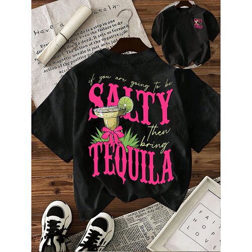 Salty Tequila Printing T-Shirt Women Summer Tops Comfortable