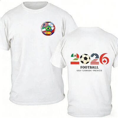 Men's 100% Cotton 2026 Soccer Football T-Shirt USA Canada Me