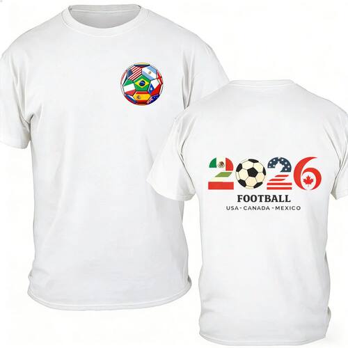 Men's 100% Cotton 2026 Soccer Football T-Shirt USA Canada Me