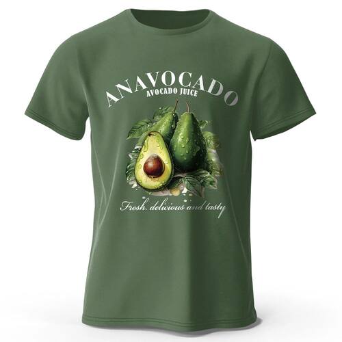 100% Cotton Fresh Avocado Tee - Minimalist Fruit Design Soft