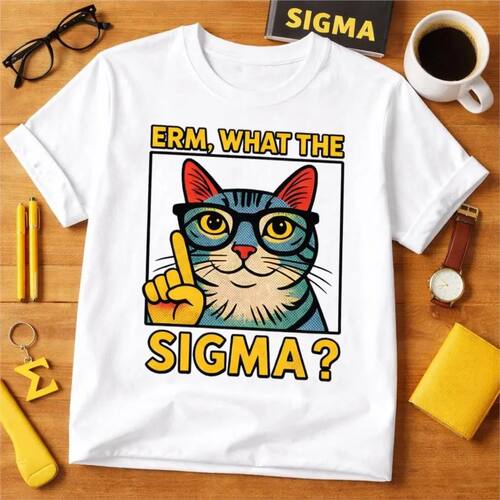 Erm What The Sigma Cat T-shirt For Men Women 100% Cotton T S