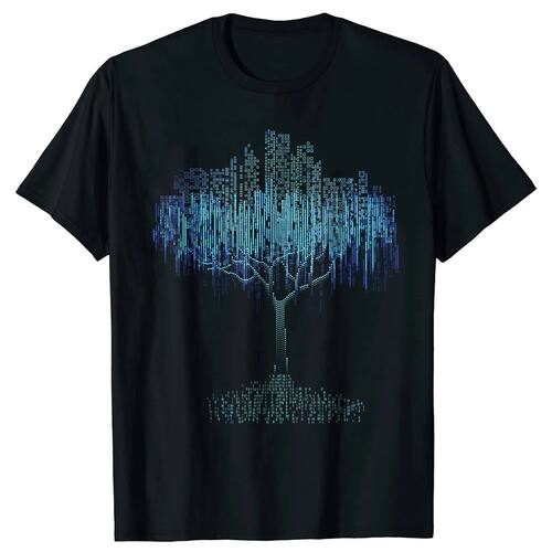 Men's Fashion Binary Tree Coding T-shirt Loose Oversized Str