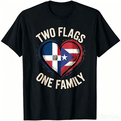 Two Flags One Family Puerto Rican Dominican Roots T-Shirt Co