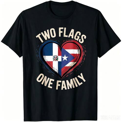Two Flags One Family Puerto Rican Dominican Roots T-Shirt Co