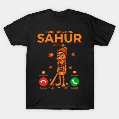Tung Sahur Calling Funny Fishing Brainrot Joke Boys Kid T-sh