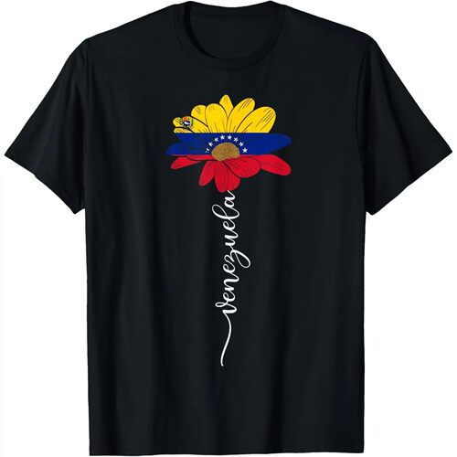 Venezuela Flag Sunflower Vintage Cotton Short Sleeve T-Shirt