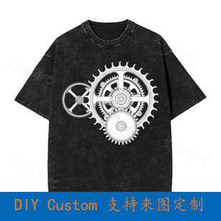 Mechanic Clockwork Gear Vintage Oversized T-Shirt Z0J7