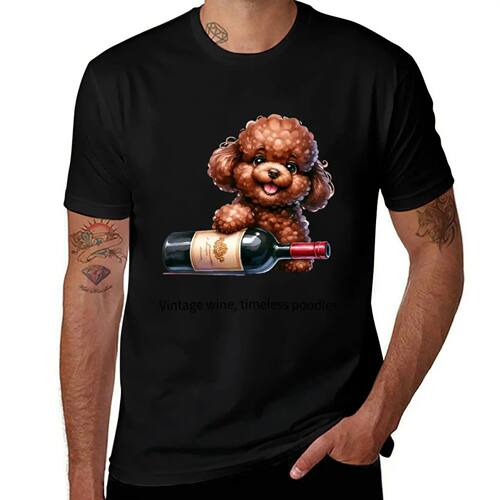 Dogs and Wine T-Shirt Worker Basic Short Sleeve Tee