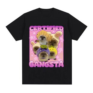 Certified Gangsta Funny Cat Meme T-shirts Men Women Cute Sty