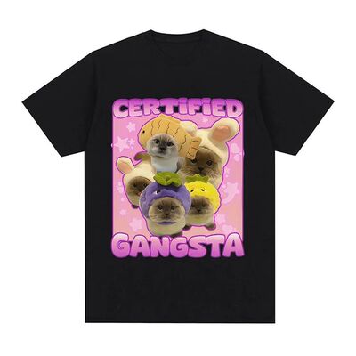 Certified Gangsta Funny Cat Meme T-shirts Men Women Cute Sty