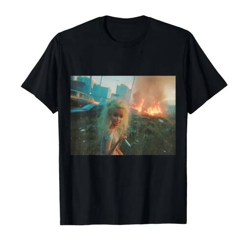 Funny Disgusting Doll face Meme Smoking T-shirt For Women T