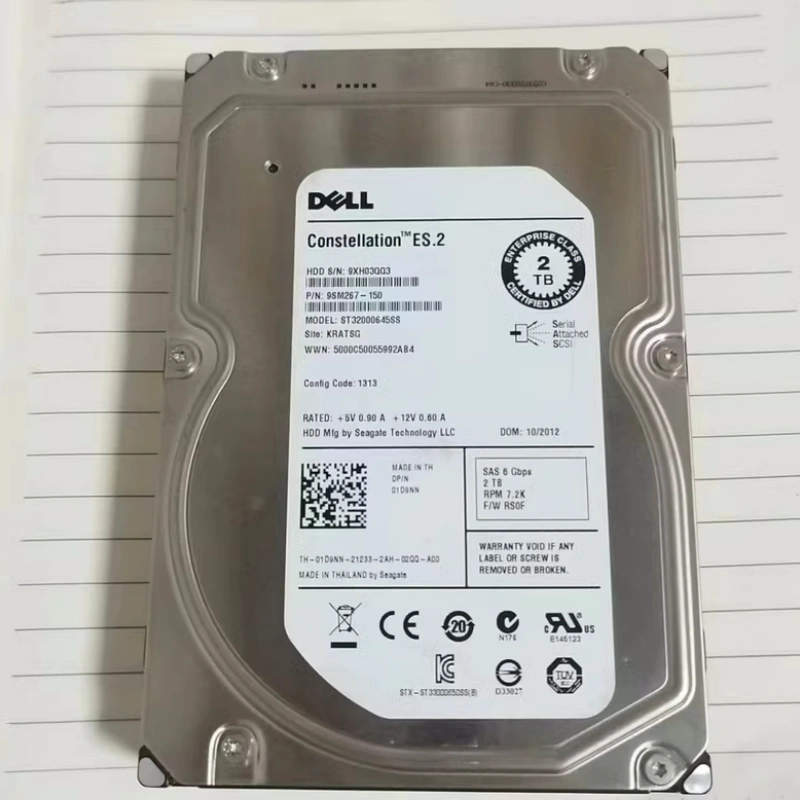 原装 DELL ST32000645SS 01D9NN 2T 7.2K 3.5 SAS 64M 服务器硬盘
