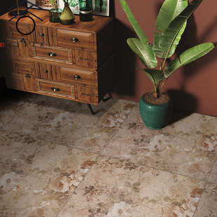 牡丹花仿壁纸地砖600x600美式复古仿古砖客餐厅卫生间厨房墙地砖