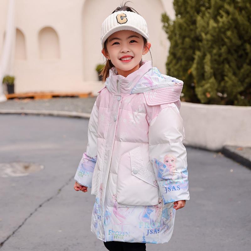 品牌小女孩加厚款羽绒服中长款