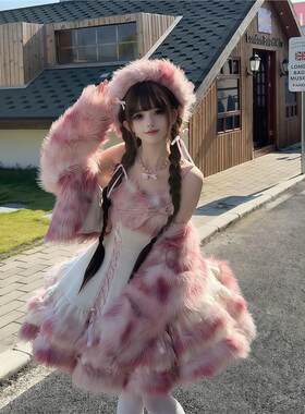 【糖霜软狐】冬季可爱外套+连衣裙套装甜美少女Lolita小个子新款