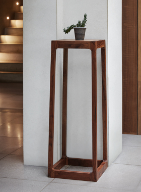 姚木工房黑胡桃实木简约新中式风格储物盆景角桌花架边桌