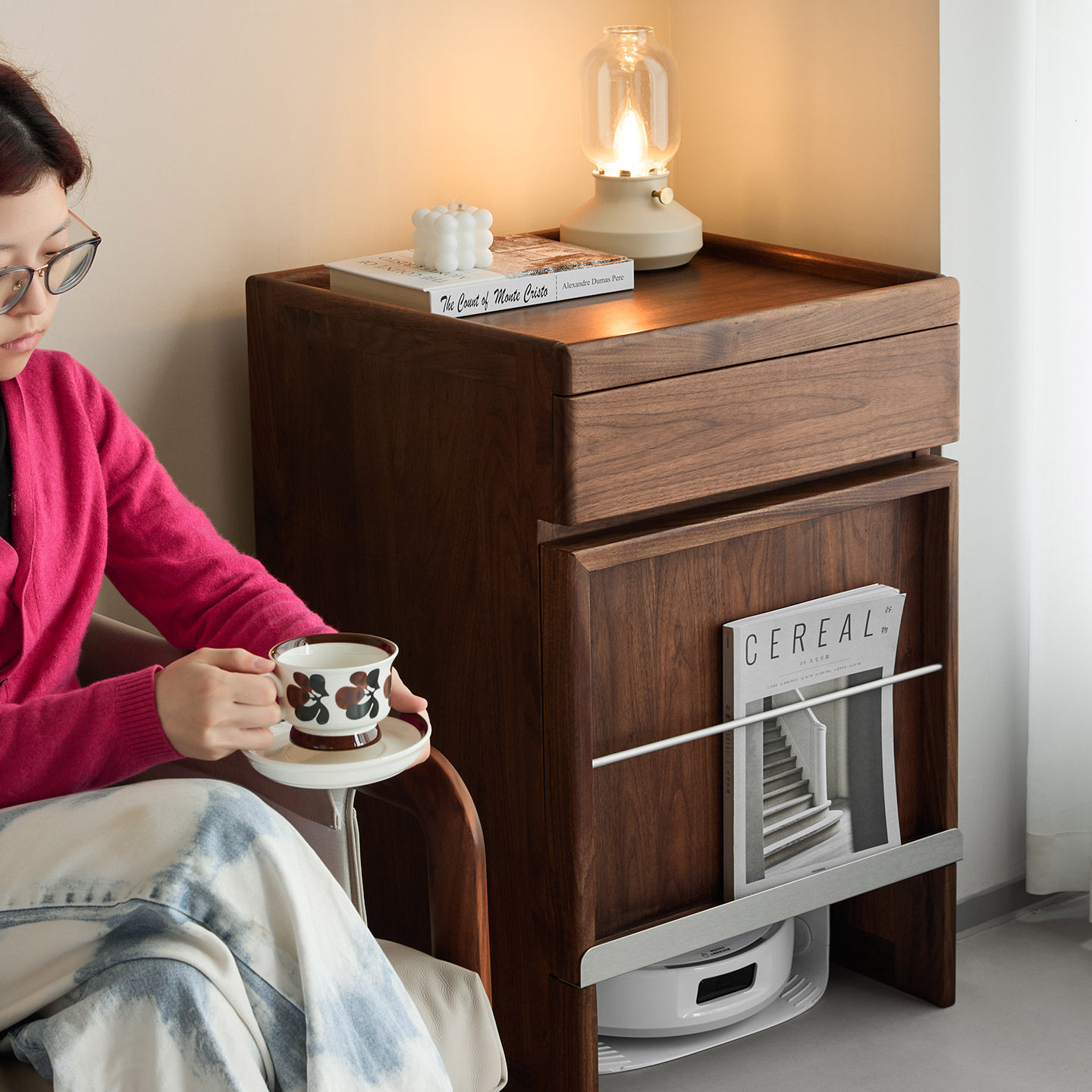 愫木工房扫地机器人柜置物柜子收纳柜实木边几黑胡桃木电视边柜,住宅家具,其它柜类,淘宝优惠券,粉丝福利购,淘宝优惠卷