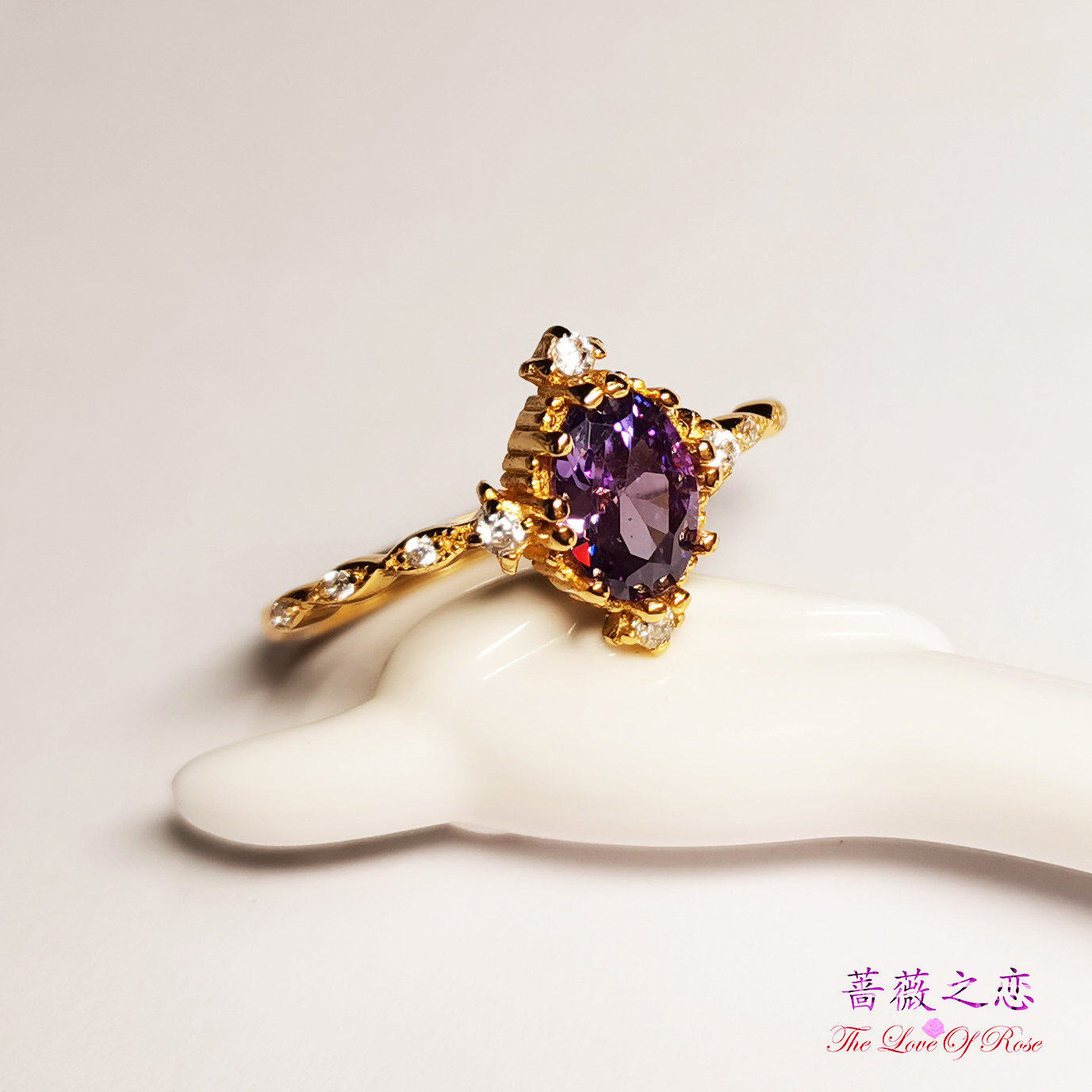 复古轻奢S925镀金锆石活口女戒