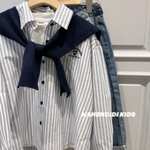 带披肩 披肩 潮牌男女童2026韩国童装 新款 两件套 春季 衬衫