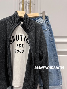 日系童装男女童拉链毛衣外套 2026春秋新款儿童针织衫中大童线衫