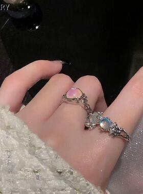 月光石戒指女ins冷淡风小