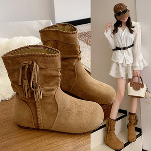 短靴子2026新款爆款冬巨好看马丁靴女英伦风加绒勃肯美拉德堆堆靴