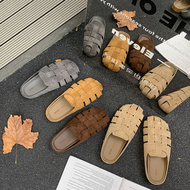 勃肯鞋半拖鞋女外穿春夏平底一脚蹬编织穆勒镂空洞洞包头外出拖鞋,女鞋,包头拖,淘宝优惠券,粉丝福利购,淘宝优惠卷