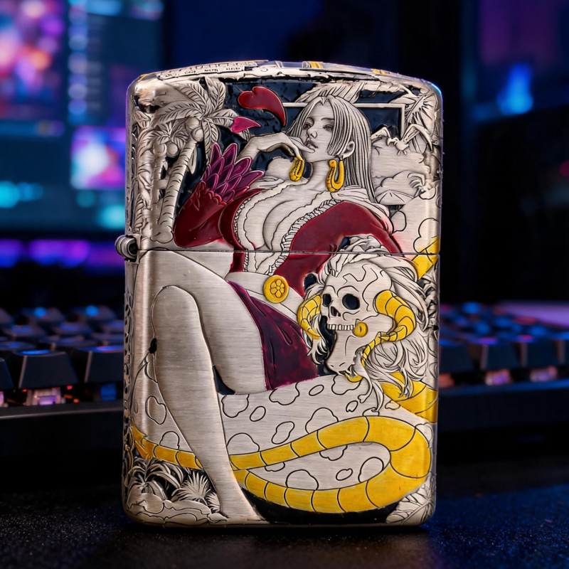 Zippo女帝珐琅彩五面雕刻盔甲机