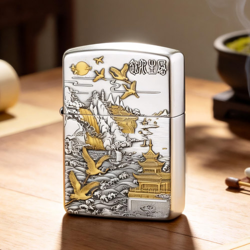 Zippo镀银盔甲风生水起男士送礼