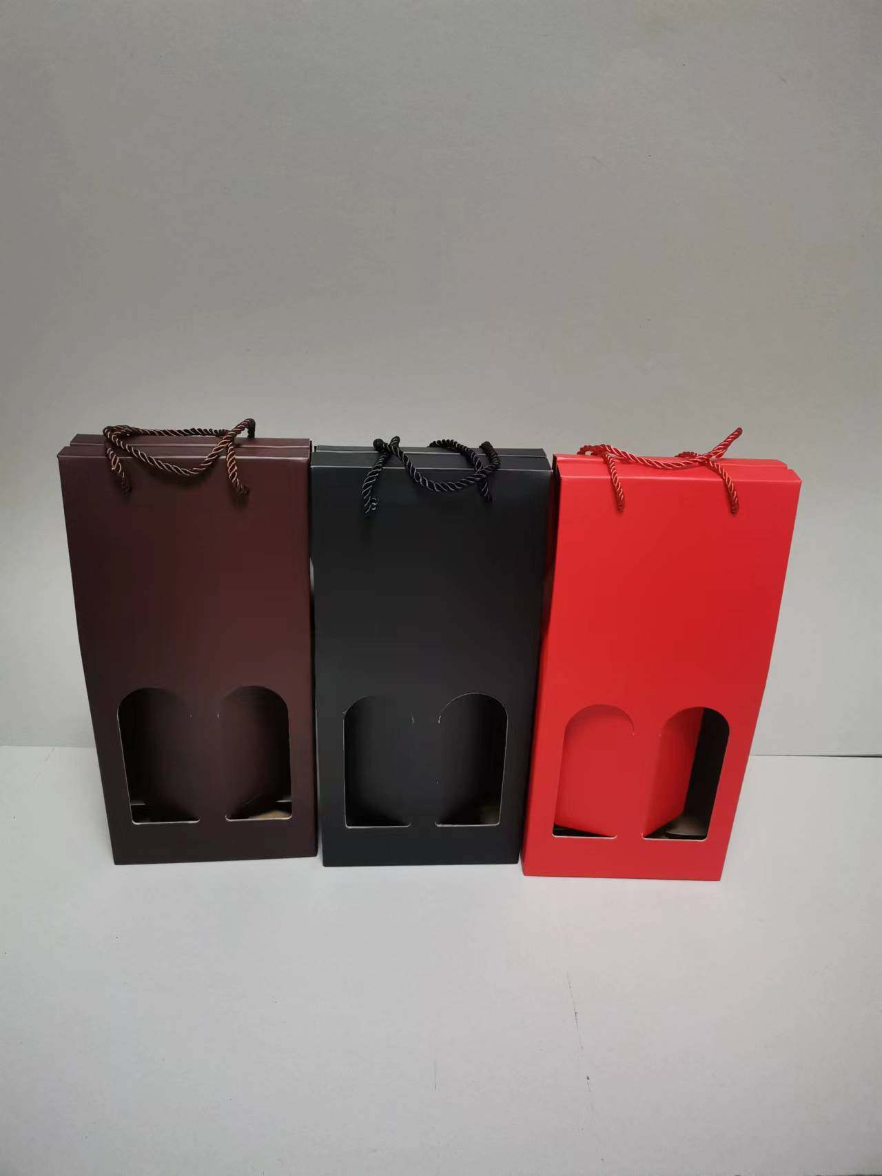 红酒礼盒单支双支牛皮咖啡黑色红色瓦楞纸盒礼品盒定制包装盒空盒