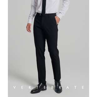 脊椎动物男装纯黑色基础百搭工作服西裤男士修身弹力长裤春秋款