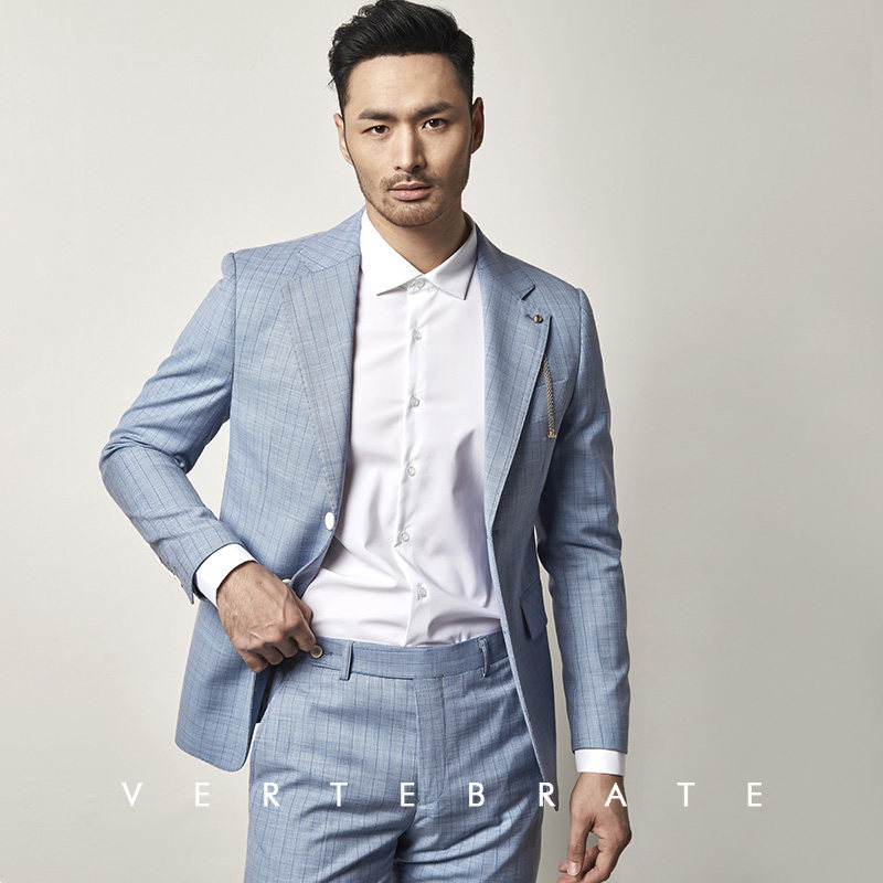 条纹西服欧美简约修身西装