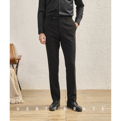 黑色微弹平纹坠感抗皱基础款西裤