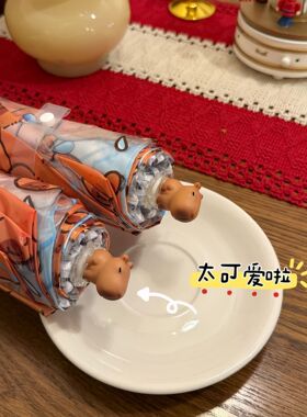 透明卡皮巴拉雨伞三折伞全自动网红直柄伞可爱折叠儿童成人动漫女