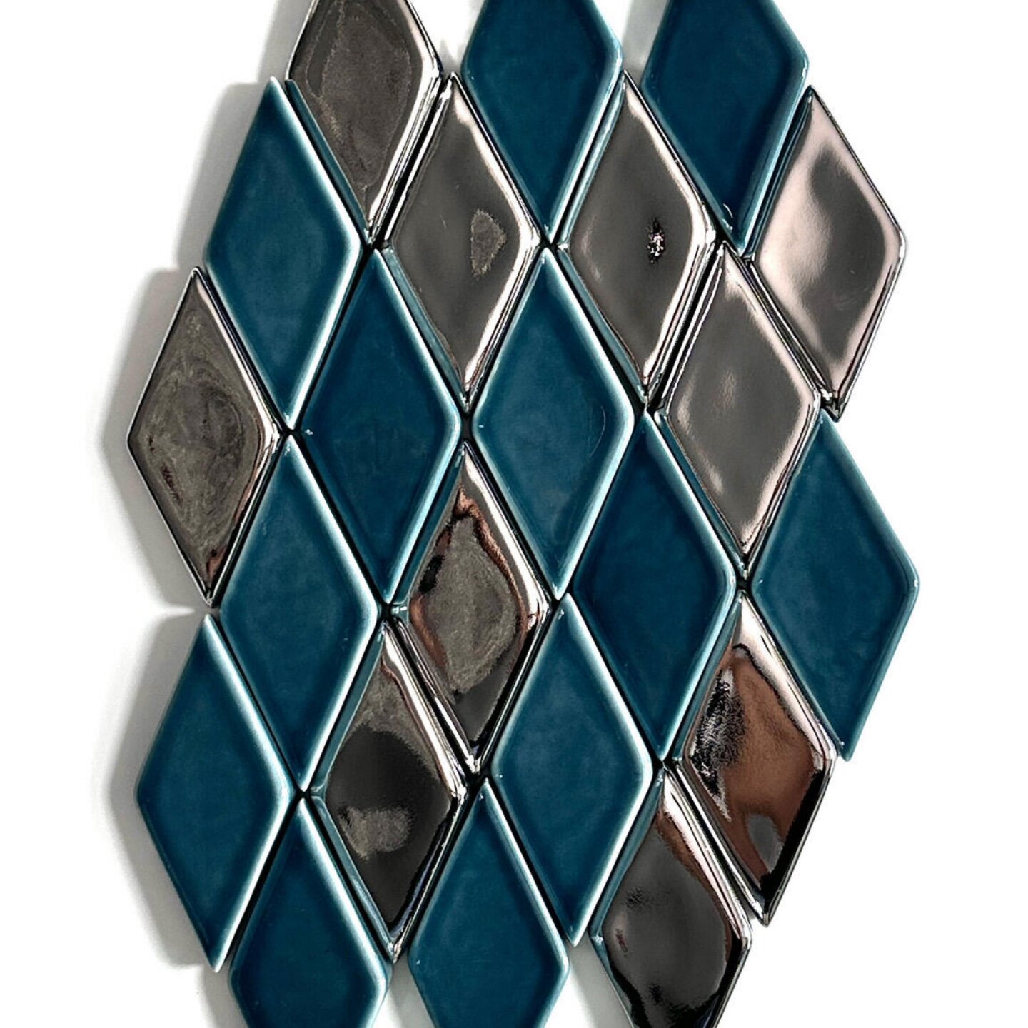 新款菱形马赛克背景墙瓷砖客厅玄关装饰个性造型拼花艺术玻璃砖