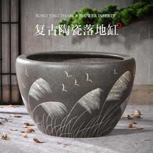 景德镇陶瓷鱼缸客厅古法养鱼缸睡莲盆缸荷花缸复古庭院老式 大水缸