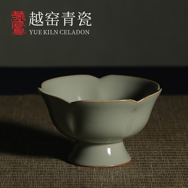 燕庐龙腾越窑青瓷秘色瓷葵口盏五代复刻器中式复古风纯色酒杯茶杯,餐饮具,茶杯,淘宝优惠券,粉丝福利购,淘宝优惠卷