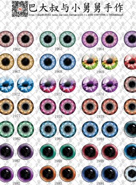 半张A4-14mm2手工DIY仿真动物娃娃玩偶软陶黏土扭扭棒眼睛瞳孔图