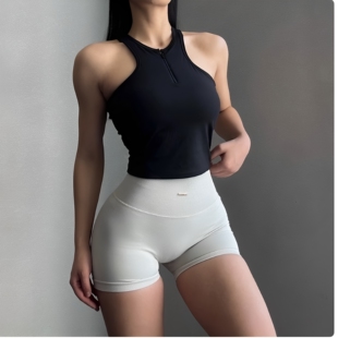 运动健身背心女式带胸垫速干拉链工字瑜伽服文胸跑步训练上衣马甲