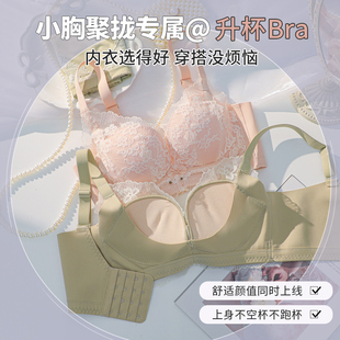 文胸 六月玫瑰内衣女小胸聚拢无钢圈收副乳调整型上托蕾丝性感法式