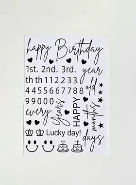 ins数字字母铝膜气球贴纸彩色波波球英文生日快乐贴片创意DIY