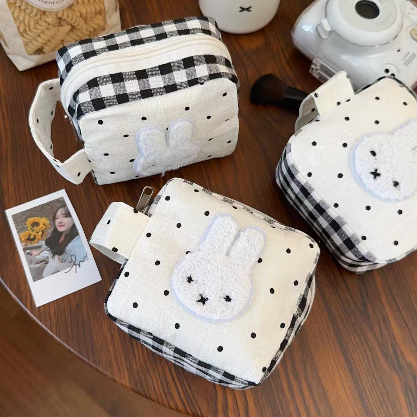 可爱波点米菲兔拍立得收纳包韩版ins小方包相机包便携手提收纳袋