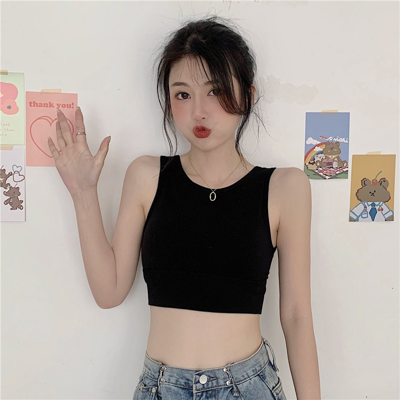 實拍不減夏季網紅抹胸短款無縫運動內搭打底小吊帶背心女
