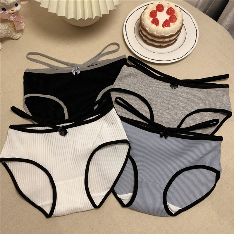 Color matching bandage low waist buttock briefs for women's autumn and winter 2020