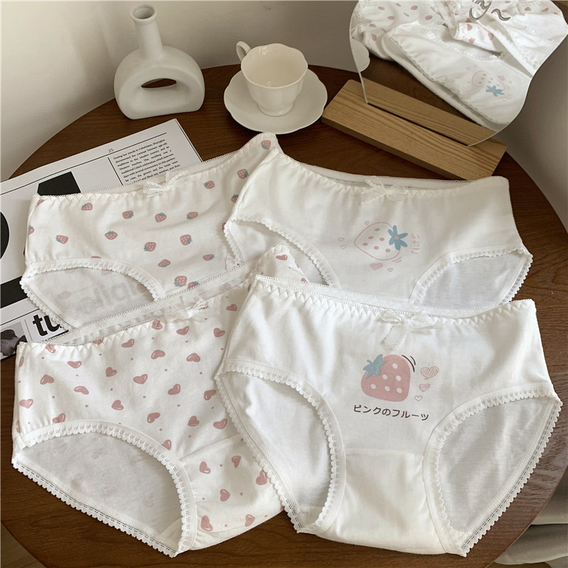 Real shot special price no thinning Korean version breathable student cute girl Japanese ice silk underwear pure cotton