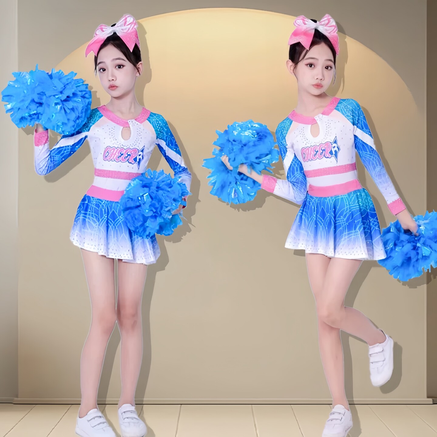 儿童花球啦啦操演出拉拉队表演女舞蹈服运动会健美操竞技来图定制