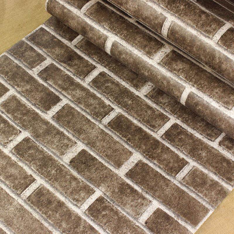 中式文化砖块复古砖纹红砖仿古黑白砖头工业风墙纸青灰砖餐厅壁纸